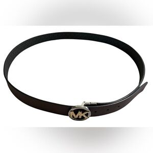 Michael Kors Dark Brown women’s Belt with Gold and Silver Logo Buckle